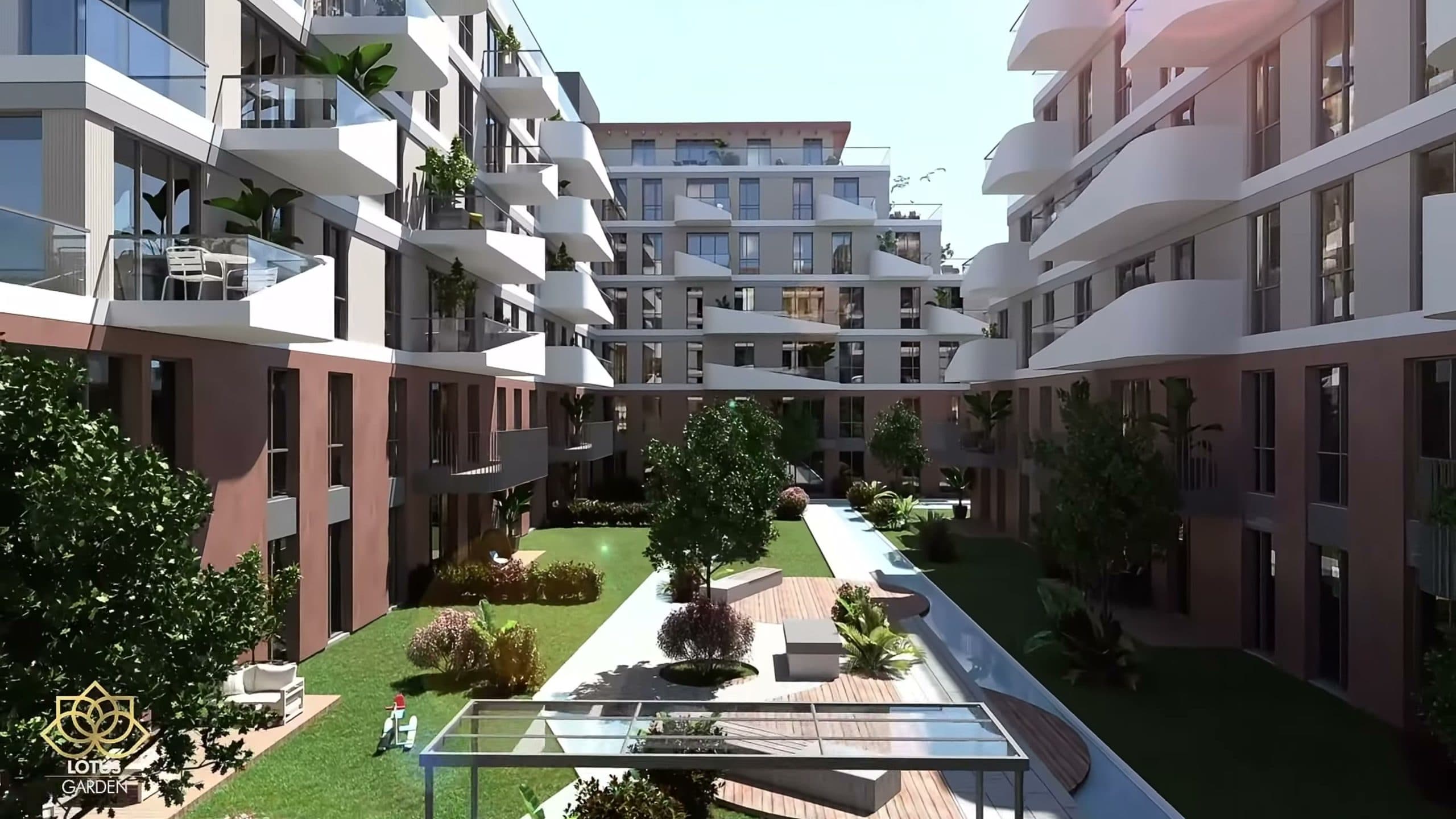 İç avludaki bahçeler ve oturma alanları